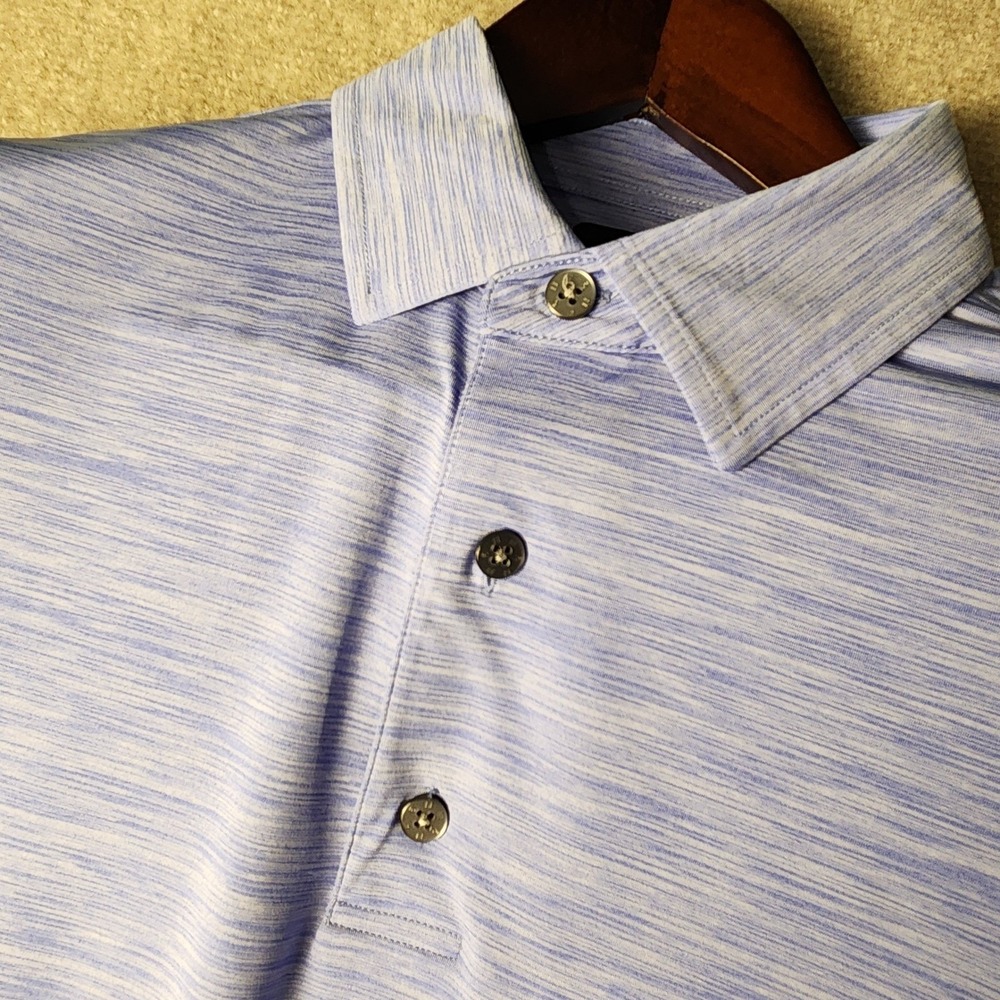 FootJoy Polo Shirt Mens XL Blue White Space Dye Heathered Golf Performance Top
